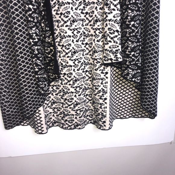 Belldini Knit Vest Cream Black Pattern Longline XL Fits Like M/L Open Cascading - Picture 5 of 6